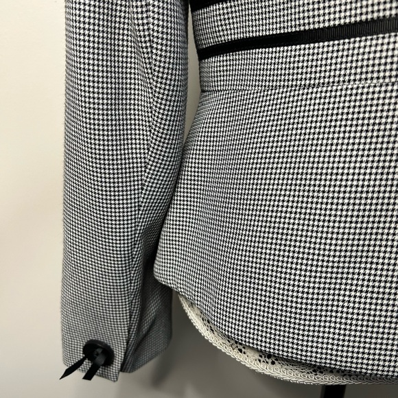 Houndstooth plaid black and white two button front lined suit jacket blazer - Picture 8 of 16